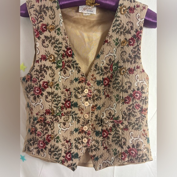 VTG Cottage core Cotton Blend Textured Button Down Vest Women’s Size M - Picture 6 of 13